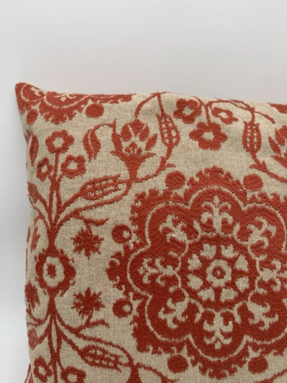 Pottery Barn 18 x 18 Woven Textured Pillow Covers Orange Tan Mandala Cotton